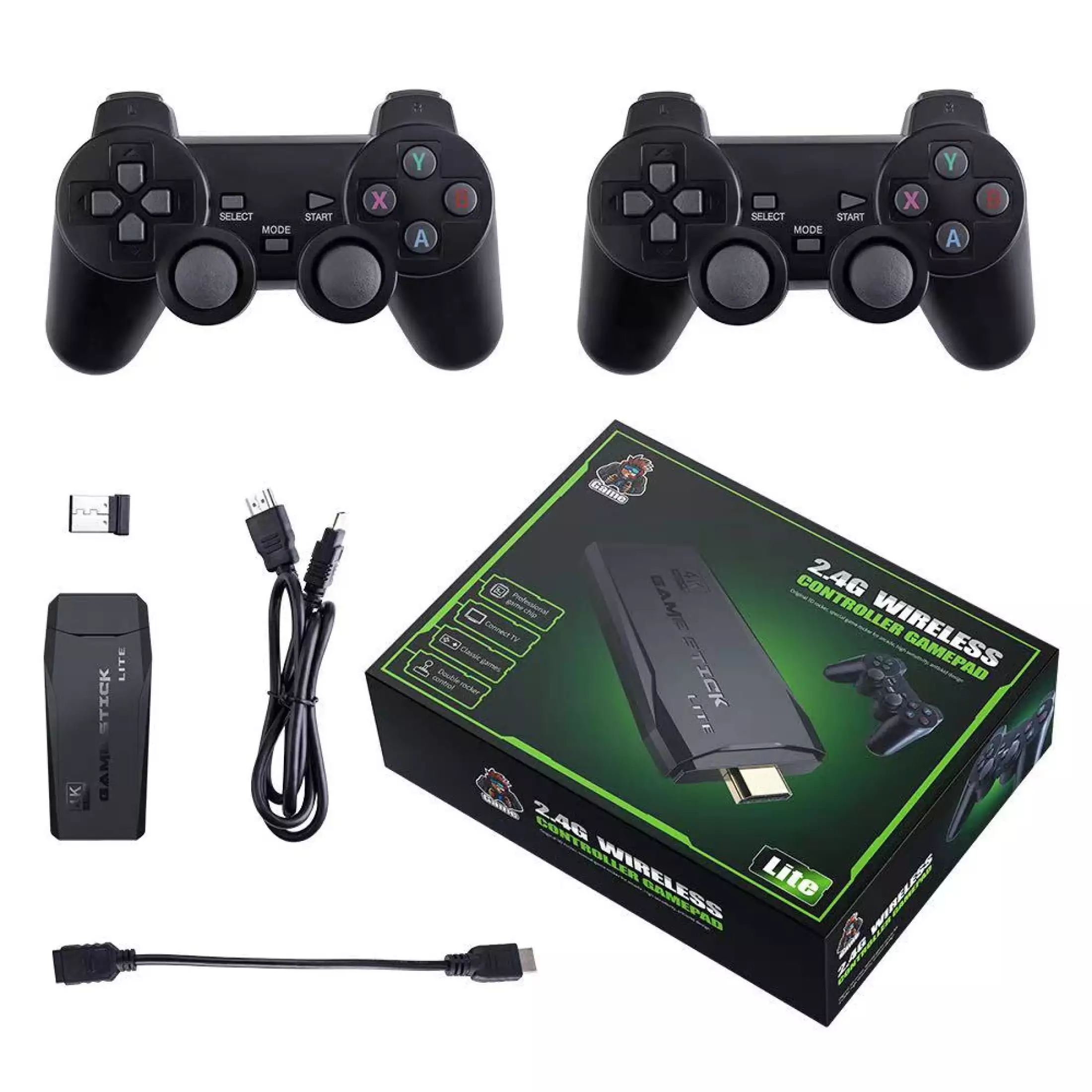 M8 Dual Core Game Stick Built-in 10000 Retro Games (64GB) With 2pcs Wireless Controller