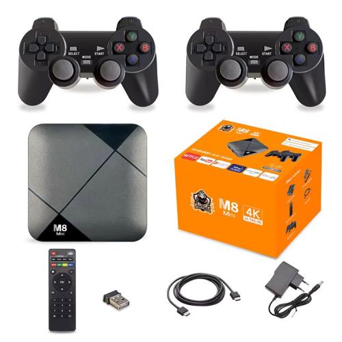 M8 Mini Android Game TV Box Built-in 10000 Retro Games (64GB) With 2pcs Wireless Controller